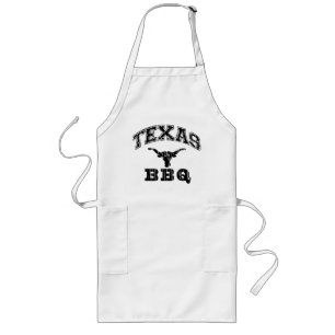 Rustic Black Texas BBQ Logotyp Apron Långt Förkläde