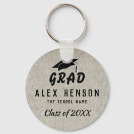 Rustic Black Typography Class, Grad Studenten Nyckelring