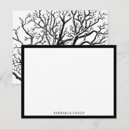 Rustic Black & White Abstrakt Träd Grenar Anteckningskort