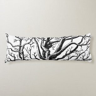 Rustic Black & White Abstrakt Träd Grenar Kroppskudde