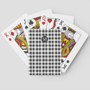 Rustic Black & White Buffalo Play Monogrammed Casinokort