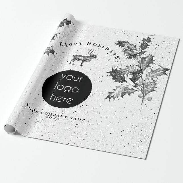 Rustic Black White Business Logotyp - Helgdag - ju Presentpapper (Utrullad)