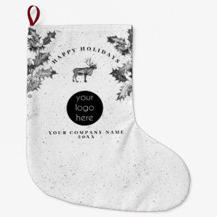 Rustic Black White Business Logotyp - Helgdag - ju Stor Julstrumpa