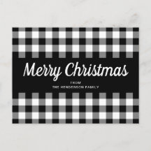 Rustic Black White Gingham Checks God jul