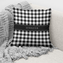 Rustic Black & White Gingham Mönster Namn