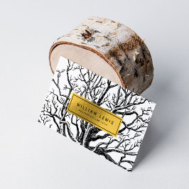 Rustic Black White Guld Abstrakt Träd Grenar Visitkort