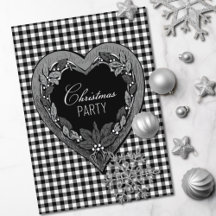 Rustic Black White Heart-jul Party