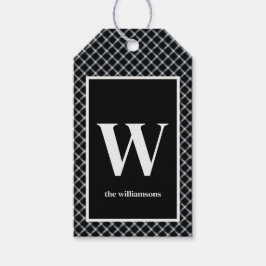 Rustic Black & White Play Monogram Presentetikett