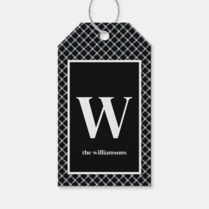 Rustic Black & White Play Monogram Presentetikett