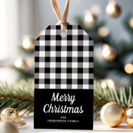 Rustic Black White Play Script God jul Presentetikett
