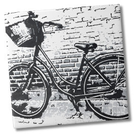 Rustic Black White Vintage Bike Kakelplatta