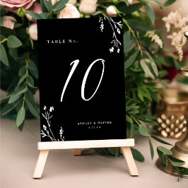 Rustic Black & White Wildblommor Boho Bröllop Bordsnummer