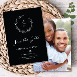 Rustic Black Wildblomma + Photo Save Date Inbjudningar