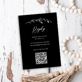 Rustic Black Wildbloms Online QR Code Bröllop OSA Kort