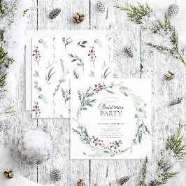 Rustic Black Winter Botanical WAN Julfest Inbjudningar