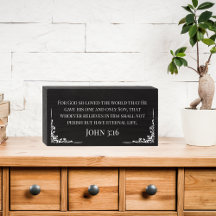 Rustic Black Wood Bible Verse John 3:16