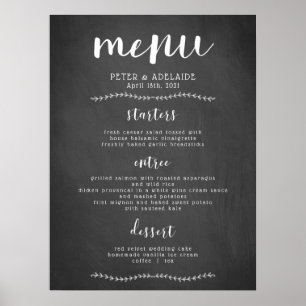 Rustic Blackboard Bröllop Menu Sign/ Poster