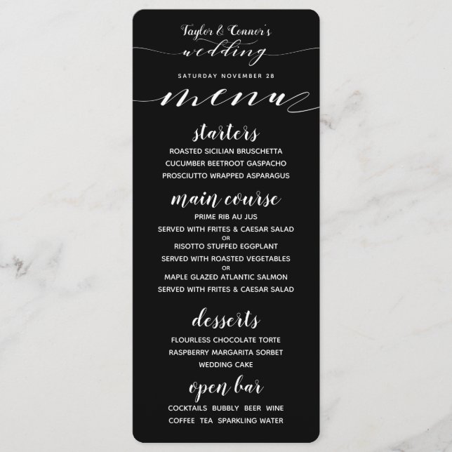 Rustic Blacksmith Calligraphy Black White Menu Meny (Framsida)