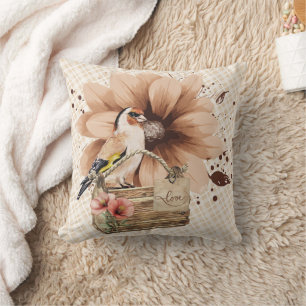 Rustic Blommar Bird Nook Kudde