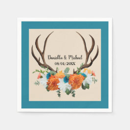 Rustic Blommigt Antlers BOHO Bröllop Pappersservett