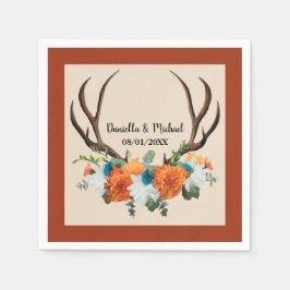 Rustic Blommigt Antlers BOHO Bröllop Pappersservett