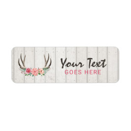 Rustic Blommigt Antlers Shabby chic Ro & Wood Returadress Etikett