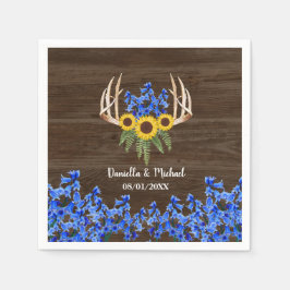 Rustic Blommigt Antlers Sunblommor Bröllop Pappersservett