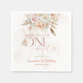 Rustic Blommigt är inte Papper på födelsedagen Pappersservett