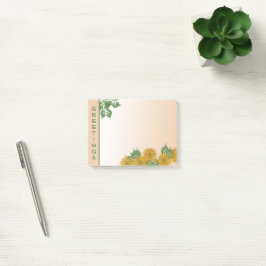Rustic Blommigt Art | Golden Flowers och Löv Post-it Block