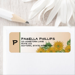 Rustic Blommigt Art Initial Brev Personlig Returadress Etikett