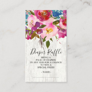 Rustic Blommigt Baby Shower Diaper Raffle Biljett Tilläggskort