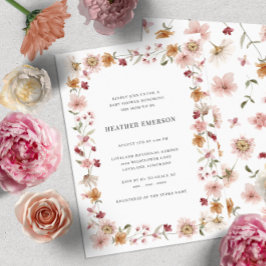Rustic Blommigt Baby Shower Inbjudningar