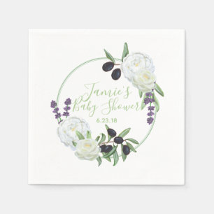 Rustic Blommigt Baby Shower Romantic Gardenias Sag Pappersservett