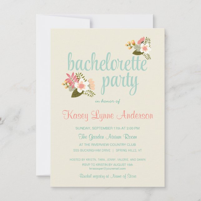 Rustic Blommigt Bachelorette Party-inbjudningar Inbjudningar (Framsida)