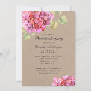 Rustic blommigt bachelorette Party. Rosa blommor Inbjudningar