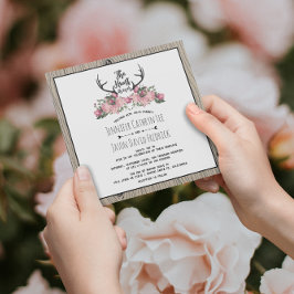 Rustic Blommigt Barnwood Hunt är över Bröllop Inbjudningar