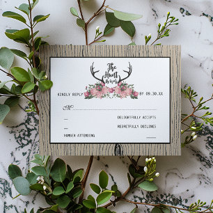 Rustic Blommigt Barnwood Hunt är över Bröllopet OS OSA Kort