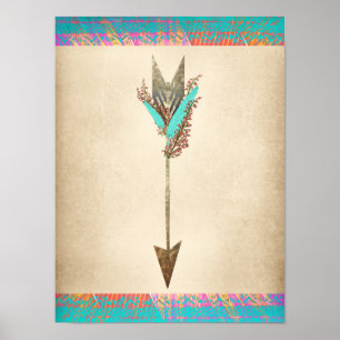 Rustic Blommigt Bohemian Arrow Poster