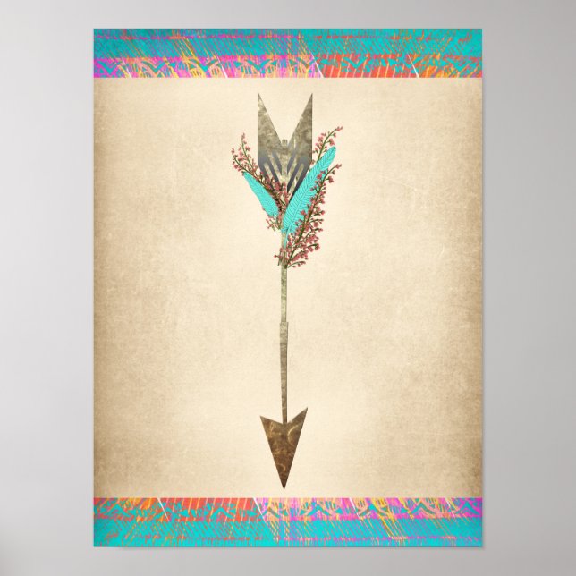 Rustic Blommigt Bohemian Arrow Poster (Framsidan)