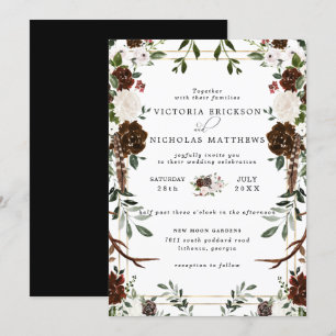 Rustic Blommigt Boho Botanical Bröllop Inbjudningar