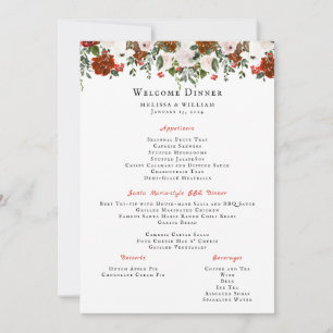 Rustic Blommigt Boho Botanical Bröllop Menu Inbjudningar