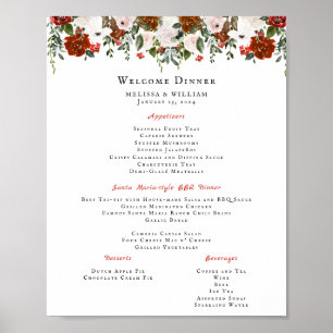 Rustic Blommigt   Boho Botanical Bröllop Menu Poster