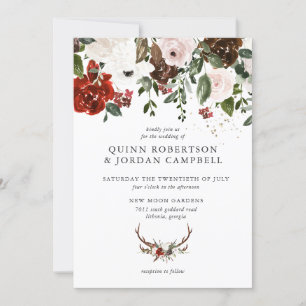 Rustic Blommigt Boho Botanical Wedding bjudande Inbjudningar