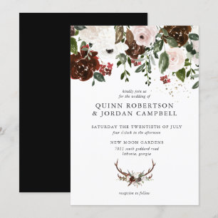 Rustic Blommigt Boho Botanical Wedding bjudande Inbjudningar