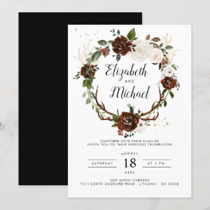 Rustic Blommigt Boho Botanical Wedding bjudande Inbjudningar