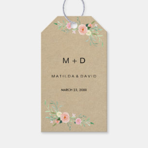 Rustic Blommigt Boho Bröllop Gift Märkres Presentetikett