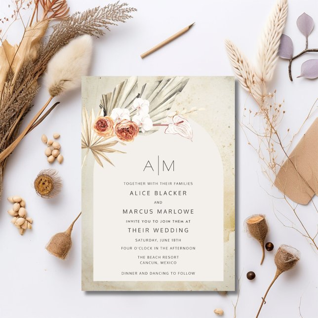 Rustic Blommigt Boho Bröllop Inbjudningar (Rustic Floral Boho Wedding Invitation )