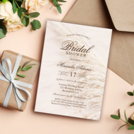 Rustic Blommigt Boho Pampas Grass Möhippa Inbjudningar