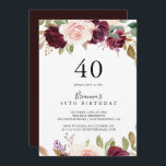 Rustic Blommigt Botanical 40:e födelsedagen Party Inbjudningar<br><div class="desc">Den här blommigtens botaniska 40-årsfestinbjudan är perfekt för ett elegant födelsedagsfest. Utformningen har vackra och färgstarka,  handdragna blommor och blad,  elegant placerade i attraktiva bouquets.</div>
