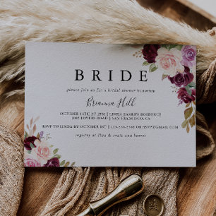 Rustic Blommigt Botanical Bride Möhippa Inbjudningar
